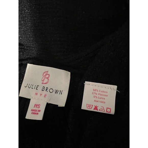 Julie Brown Long Cardigan Sweater Duster S Small Black Shimmer Washable NEW - Picture 15 of 15